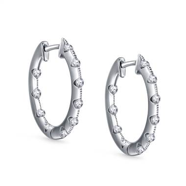 Diamond Inside Outside Hoop Earrings in 14K White Gold (1/2 cttw.)