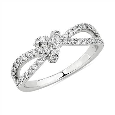 Diamond Love Knot Split Shank Fashion Ring in 14k White Gold (1/2 ct. tw.)