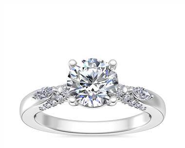 Diamond Marquise Shoulder Engagement Ring In 18k White Gold (1/4 ct. tw.)