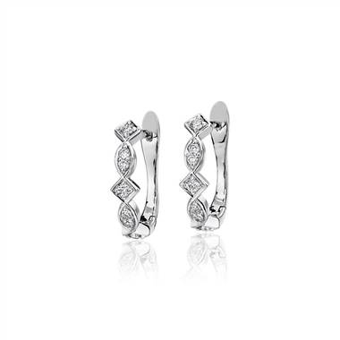 "Diamond Mixed Fancy Shape Huggie Hoop Earrings in 14k White Gold (1/5 ct. tw.)"