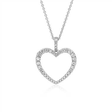 Diamond Open Heart Pendant in 14k White Gold (1/2 ct. tw.)