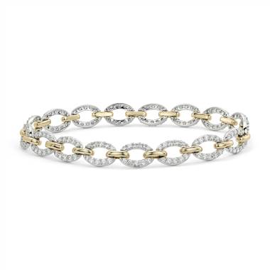 Diamond Oval Link Bracelet in 14k White and Yellow Gold (2 2/5 ct. tw.)