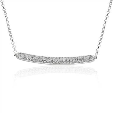 Diamond Pave Bar Necklace in 14k White Gold (5/8 ct. tw.)