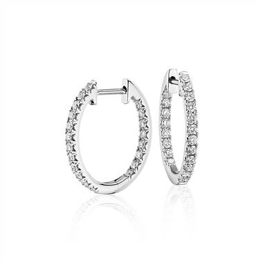 Diamond Pave Hoop Earrings in 14k White Gold (5/8 ct. tw.)