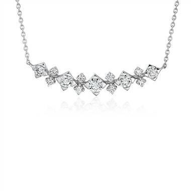 Diamond Smile Curved Bar Necklace in 14k White Gold (1/2 ct. tw.)