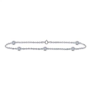 Diamond Station Bracelet with Five Diamonds in Sterling Silver (1/2 cttw.)