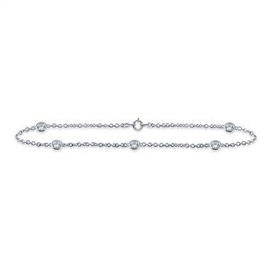 Diamond Station Bracelet with Five Diamonds in Sterling Silver (1/4 cttw.)