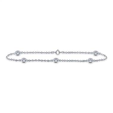 Diamond Station Bracelet with Five Diamonds in Sterling Silver (3/4 cttw.)