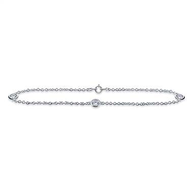 Diamond Station Bracelet with Three Diamonds in Sterling Silver (1/2 cttw.)