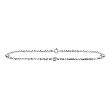 Diamond Station Bracelet with Three Diamonds in Sterling Silver (1/8 cttw.)
