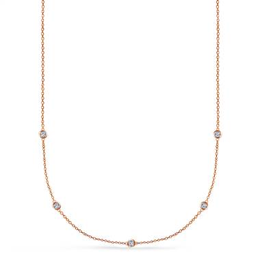 Diamond Station Necklace in 14K Rose Gold (1/4 cttw.)