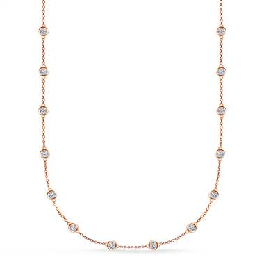 Diamond Station Necklace in 14K Rose Gold (3.00 cttw.)