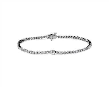Diamond Tennis Bracelet With Pear Diamond Accent In 14k White Gold (3 ct. tw.)
