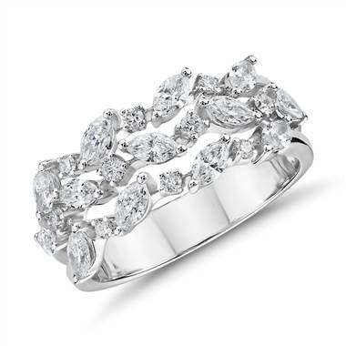 Diamond Triple Row Marquise Vine Fashion Ring in 14k White Gold (1 ct. tw.)