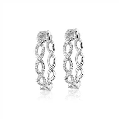 "Diamond Twist Hoops in 14k White Gold (1/4 ct. tw.)"