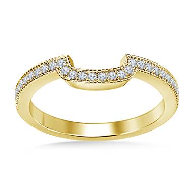 Diamond Wedding Band Curved Nesting Matching Ring in 14K Yellow Gold (1/5 cttw.)