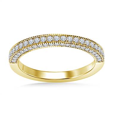 Diamond Wedding Band Vintage Matching Stack Ring in 14K Yellow Gold (3/8 cttw.)