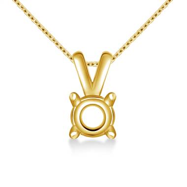Double Bail Diamond Solitaire Pendant in 14K Yellow Gold