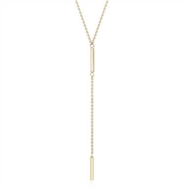"Double Bar Lariat Y-Necklace in 14k Yellow Gold"
