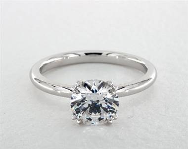 Double Claw Solitaire Unique Engagement Ring in 14K White Gold 4mm Width Band (Setting Price)