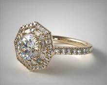 Double Halo Baguette & Round Diamond Engagement Ring in 18K Yellow Gold 2.00mm Width Band (Setting Price) | James Allen