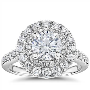 Double Halo Diamond Engagement Ring in 14k White Gold (5/8 ct. tw.)