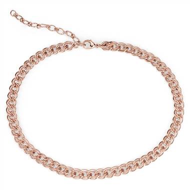 Double Link Choker Necklace in Sterling Silver with Rose Gold Vermeil