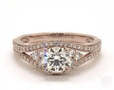 Double Pave Shoulder .63ctw Engagement Ring in 14K Rose Gold 2.70mm Width Band (Setting Price)