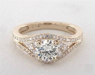 Double Pave Shoulder .63ctw Engagement Ring in 14K Yellow Gold 2.70mm Width Band (Setting Price)