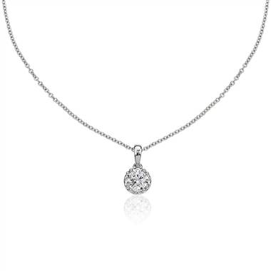 "Double Prong Diamond Pendant with Diamond Crown Basket in 14k White Gold (7/8 ct. tw.)"