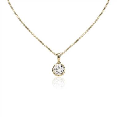 Double Prong Diamond Pendant with Diamond Crown Basket in 14k Yellow Gold (7/8 ct. tw.)