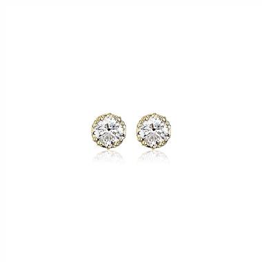 Double Prong Diamond Stud Earrings with Diamond Crown Baskets in 14k Yellow Gold (1 1/8 ct. tw.)