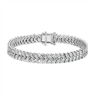 Double Row Marquise Diamond Bracelet in 18k White Gold (9 1/2 ct. tw.)