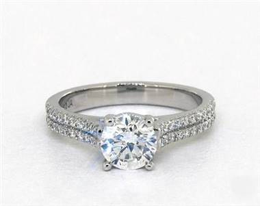 Double Row Pave Twice the Sparkle Engagement Ring in Platinum 2.7mm Width Band (Setting Price)