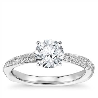 Double Row Rollover Twist Diamond Engagement Ring in 14k White Gold (1/4 ct. tw.)