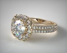 Double Shank Halo Engagement Ring in 18K Yellow Gold 4mm Width Band (Setting Price) | James Allen