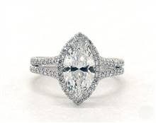 Double Shank Marquise-Halo .62ctw Engagement Ring in Platinum 4mm Width Band (Setting Price) | James Allen