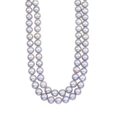 Double Strand Gray Freshwater Pearl Necklace with 14K Yellow Gold Clasp