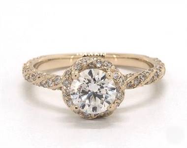 Dramatic Twisted Halo & Pave .79ctw Engagement Ring in 14K Yellow Gold 2.50mm Width Band (Setting Price)