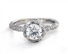 Dramatic Twisted Halo & Pave .79ctw Engagement Ring in Platinum 2.5mm Width Band (Setting Price) | James Allen