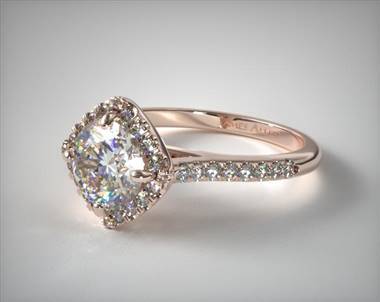 Dreamy Kite-Halo Half-Pave Engagement Ring in 14K Rose Gold 4mm Width Band (Setting Price)