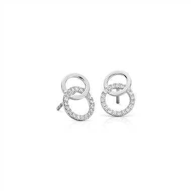 Duet Diamond Circle Earrings in 14k White Gold (1/10 ct. tw.)