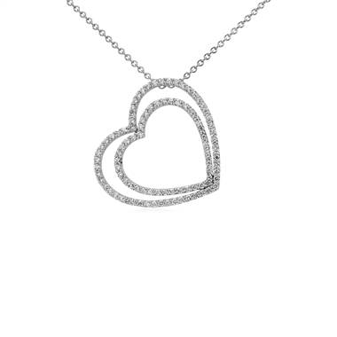 Duet Heart Diamond Necklace in 14k White Gold (3/4 ct. tw.)