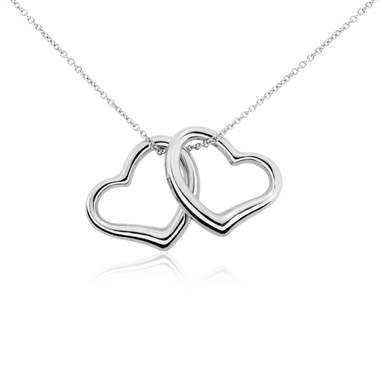 Duo Heart Pendant in 14k White Gold
