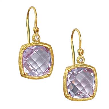 Earrings Made in 14K Yellow Gold with Amethyst