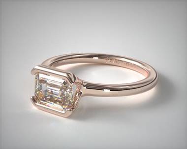East West Half Bezel Engagement Ring in 14K Rose Gold 1.80mm Width Band (Setting Price)