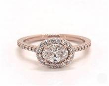 East-West Halo 60-Diamond Pave Engagement Ring in 14K Rose Gold 1.60mm Width Band (Setting Price) | James Allen