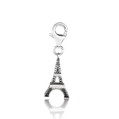 Eiffel Tower Landmark Charm with Enamel in Sterling Silver