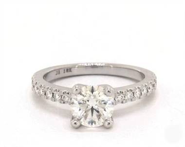 Elegant Art-Nouveau Pave Engagement Ring in 14K White Gold 4mm Width Band (Setting Price)