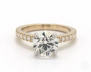 Elegant Art-Nouveau Pave Engagement Ring in 14K Yellow Gold 4mm Width Band (Setting Price)